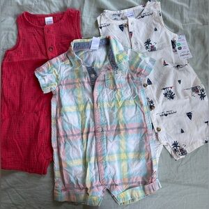 6-9 Months Carter's Kids One Pieces - Red, Pastel Plaid, White Nautical